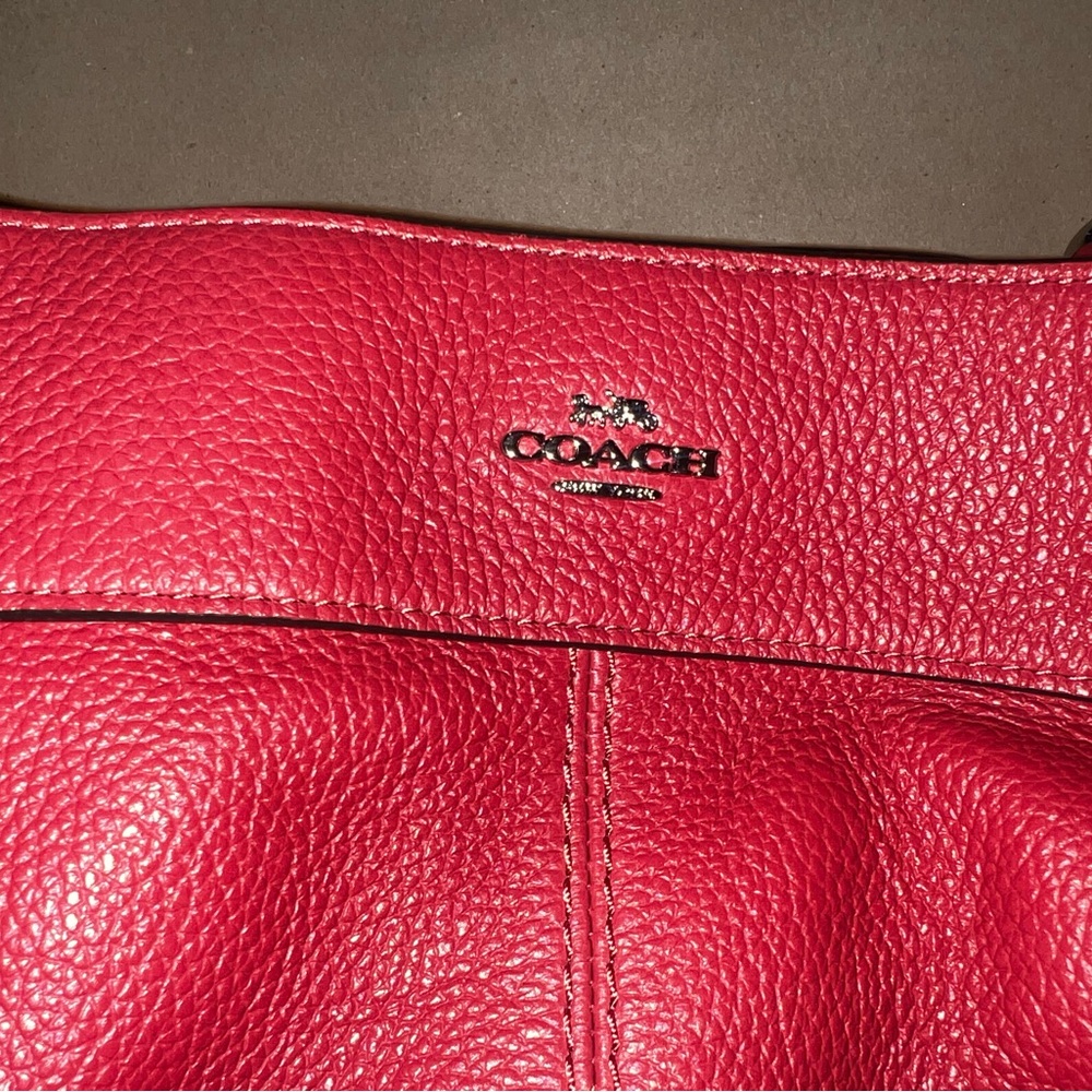 Coach Pebbled Leather Shoulder Tote in Dusty Red - Picture 3 of 10
